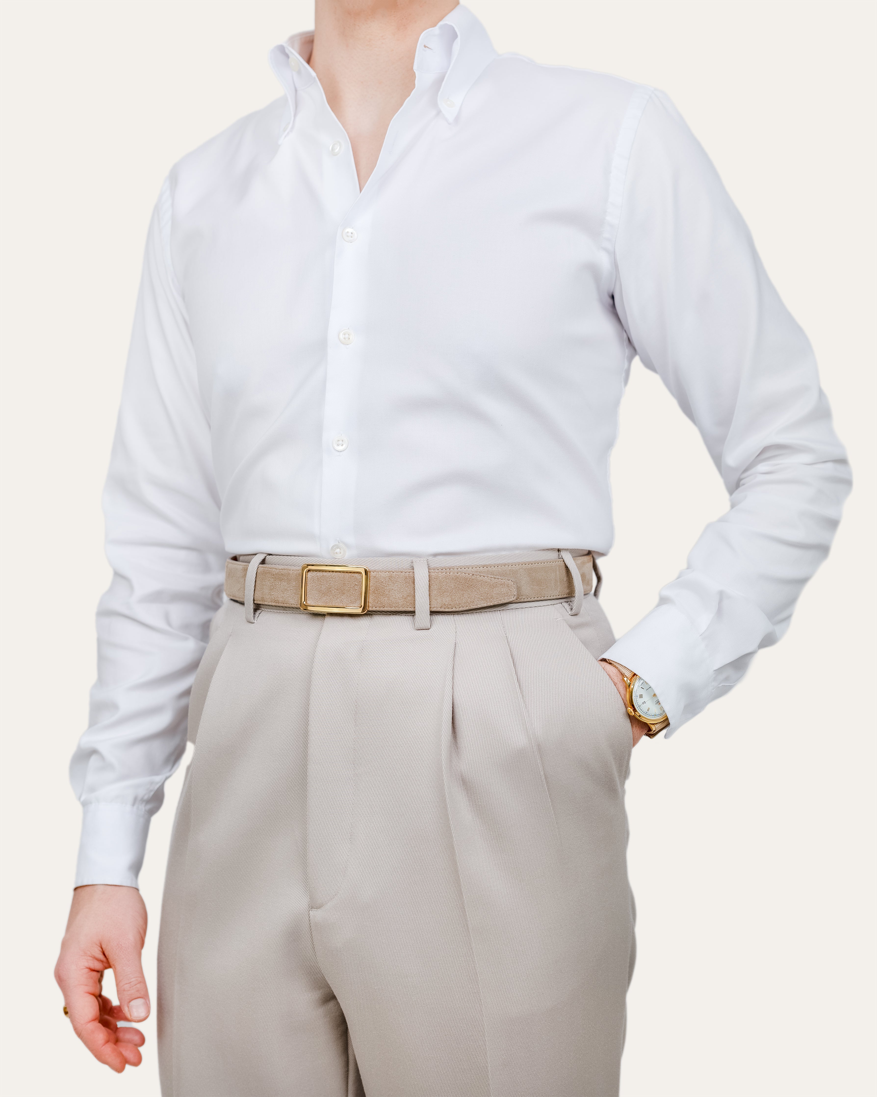 Modell 1 Gold — Veloursleder Veronabeige