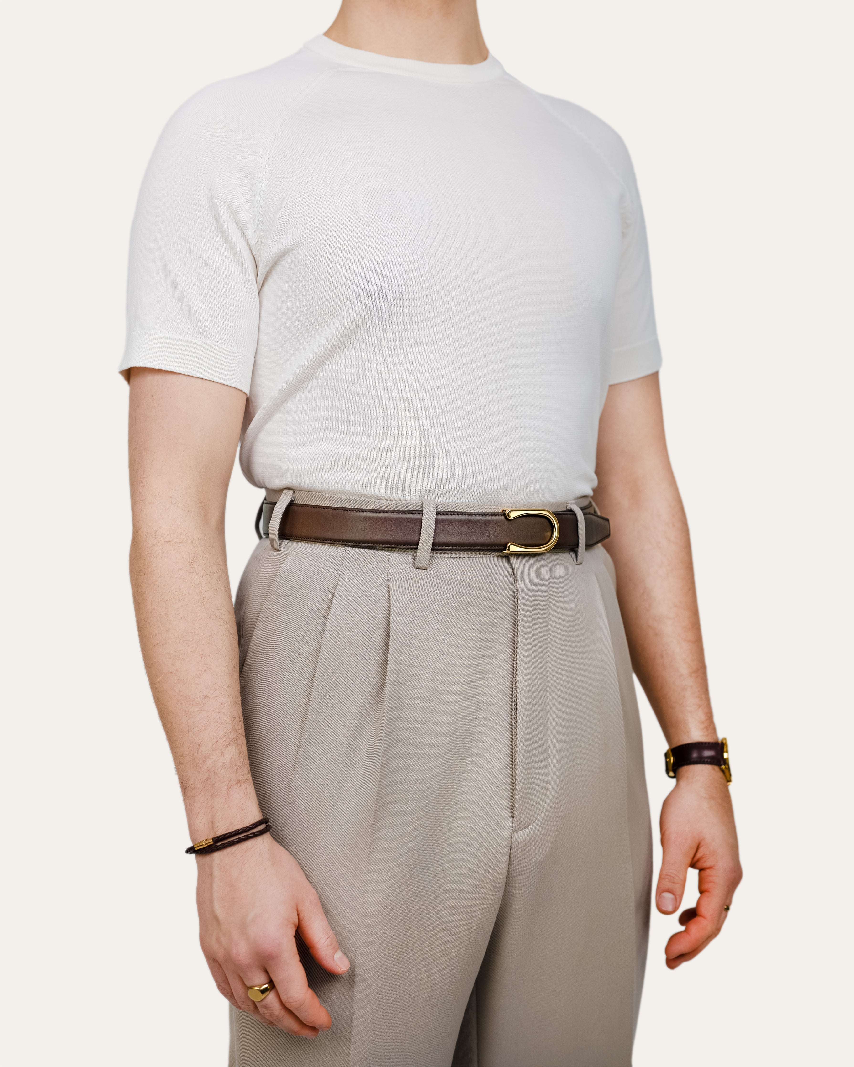 Modell 2 Gold — Kalbsleder Schokoladenbraun