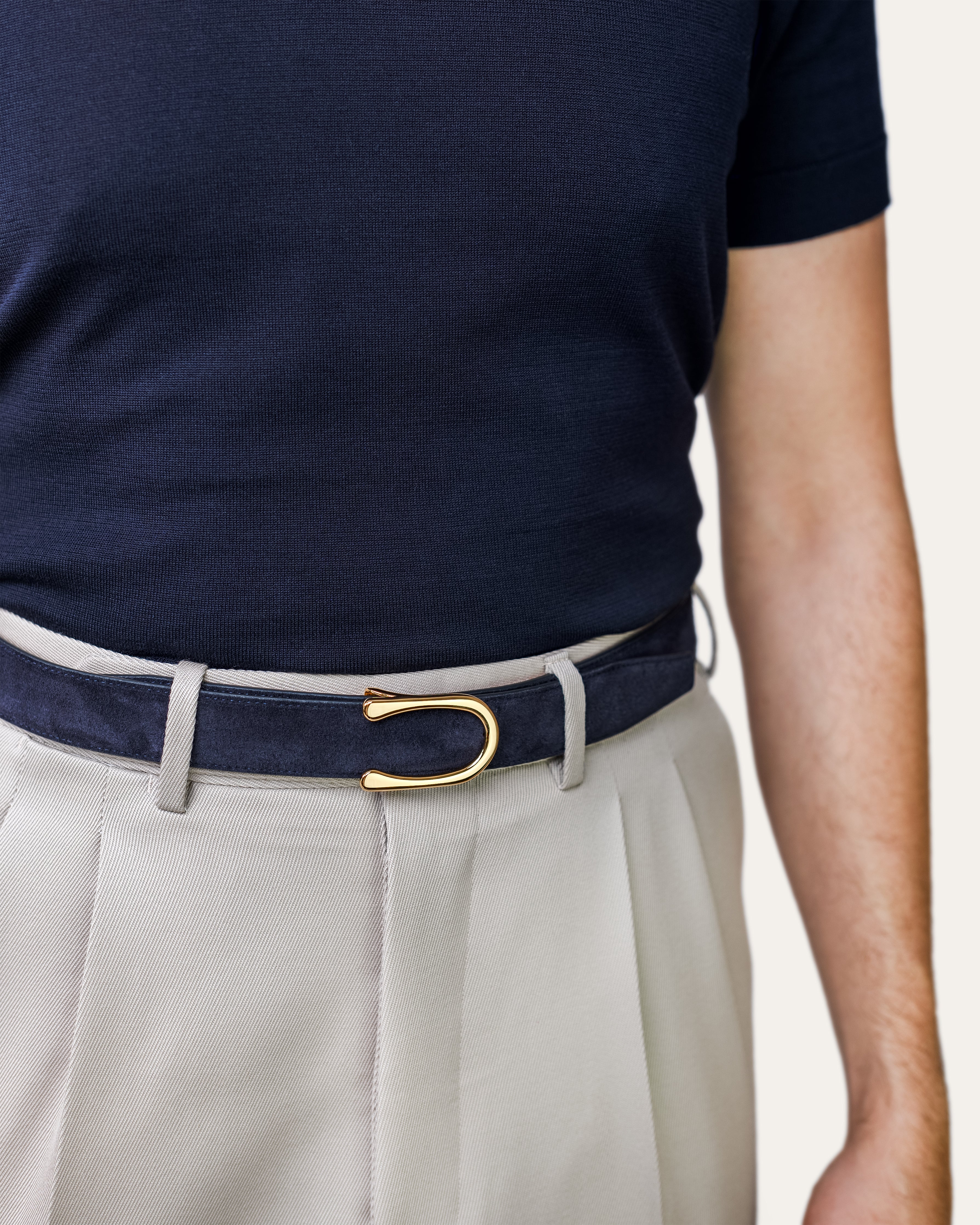Model II Gold — Suede Portofino Blue