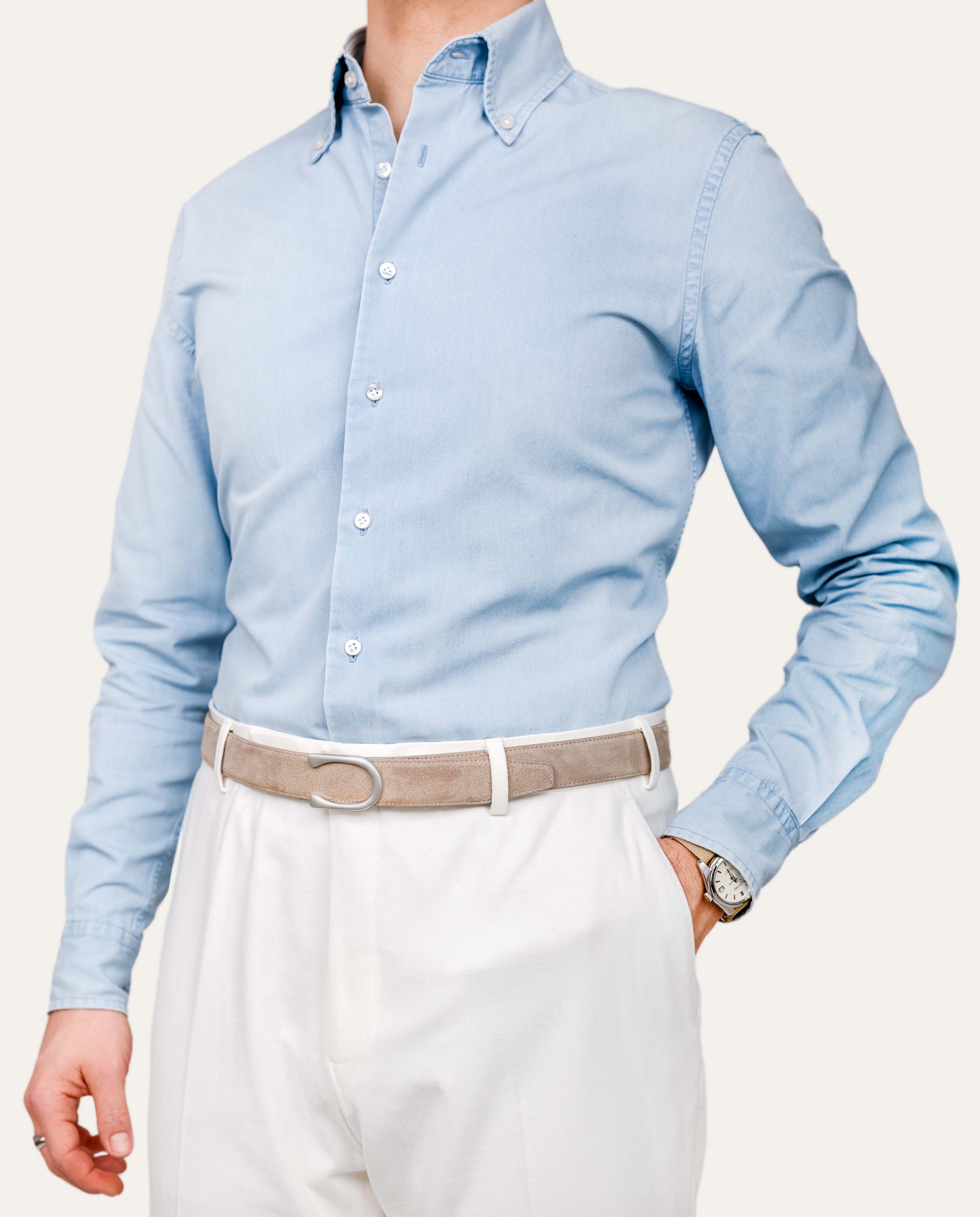 Modell 2 Palladium Matt — Veloursleder Veronabeige