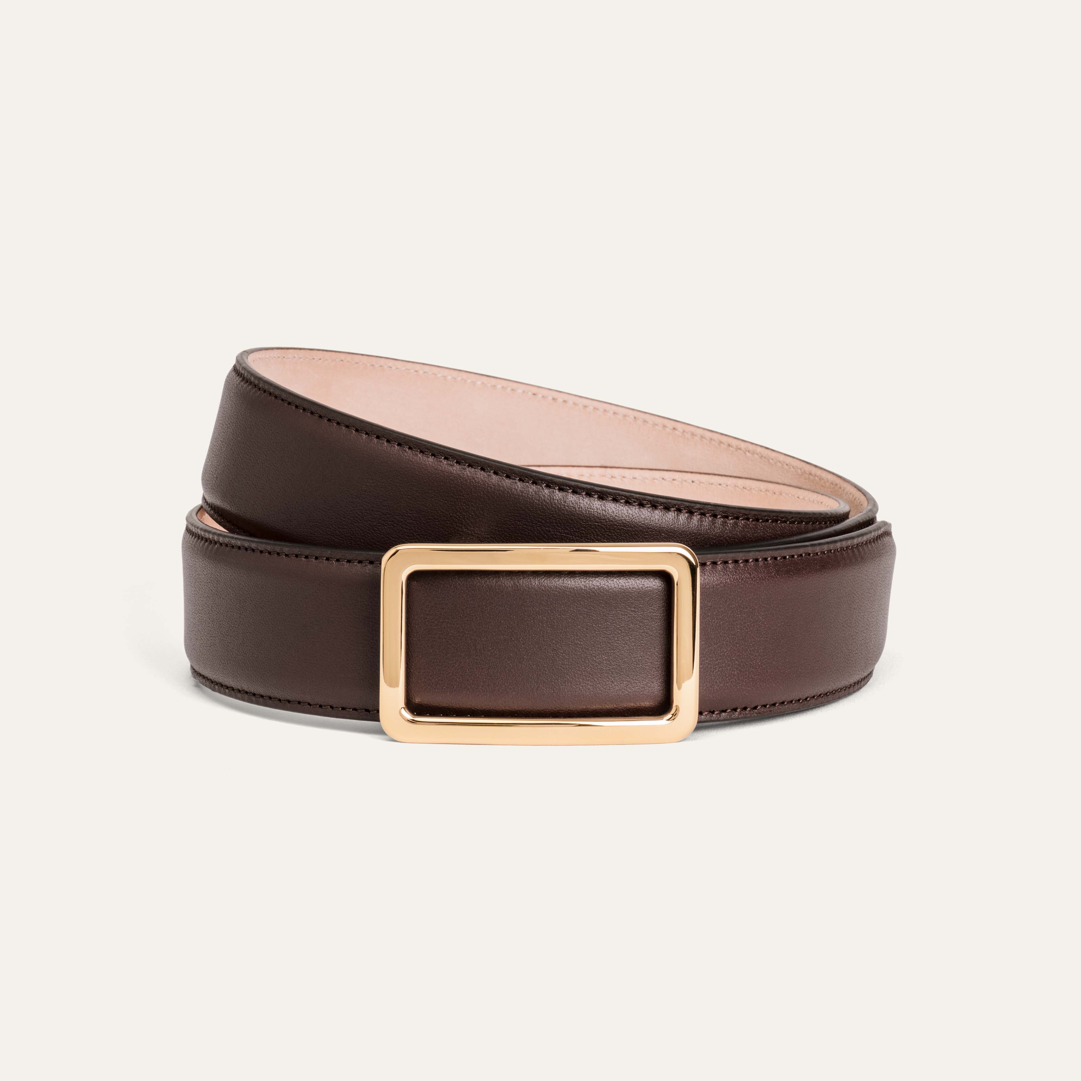 Goldfels Signature Belt | Model 1 Gold – Chocolate Brown Calfskin