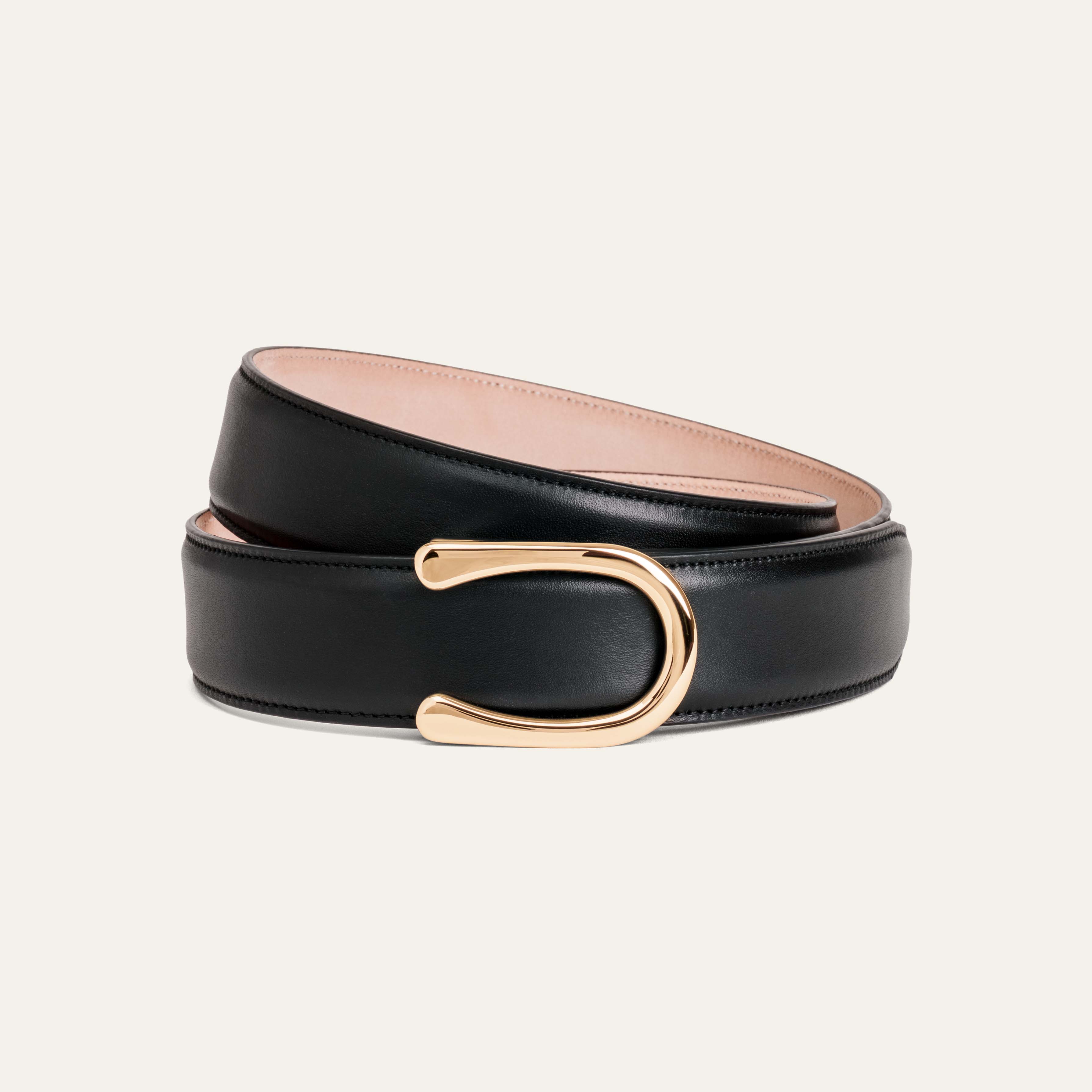 Goldfels Signature Belt | Model 2 Gold – Jet Black Calfskin
