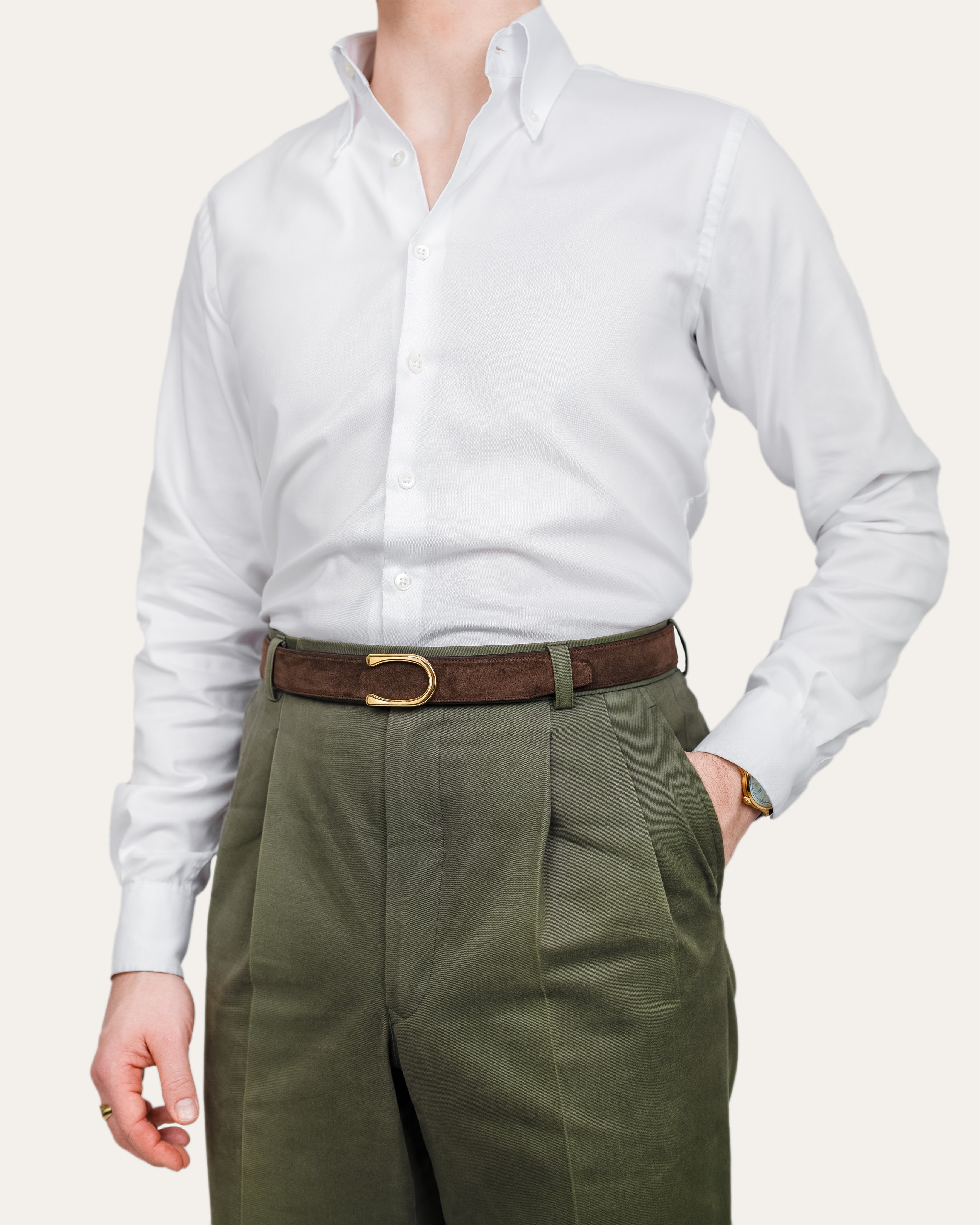 Model II Gold  —  Suede Havana Brown