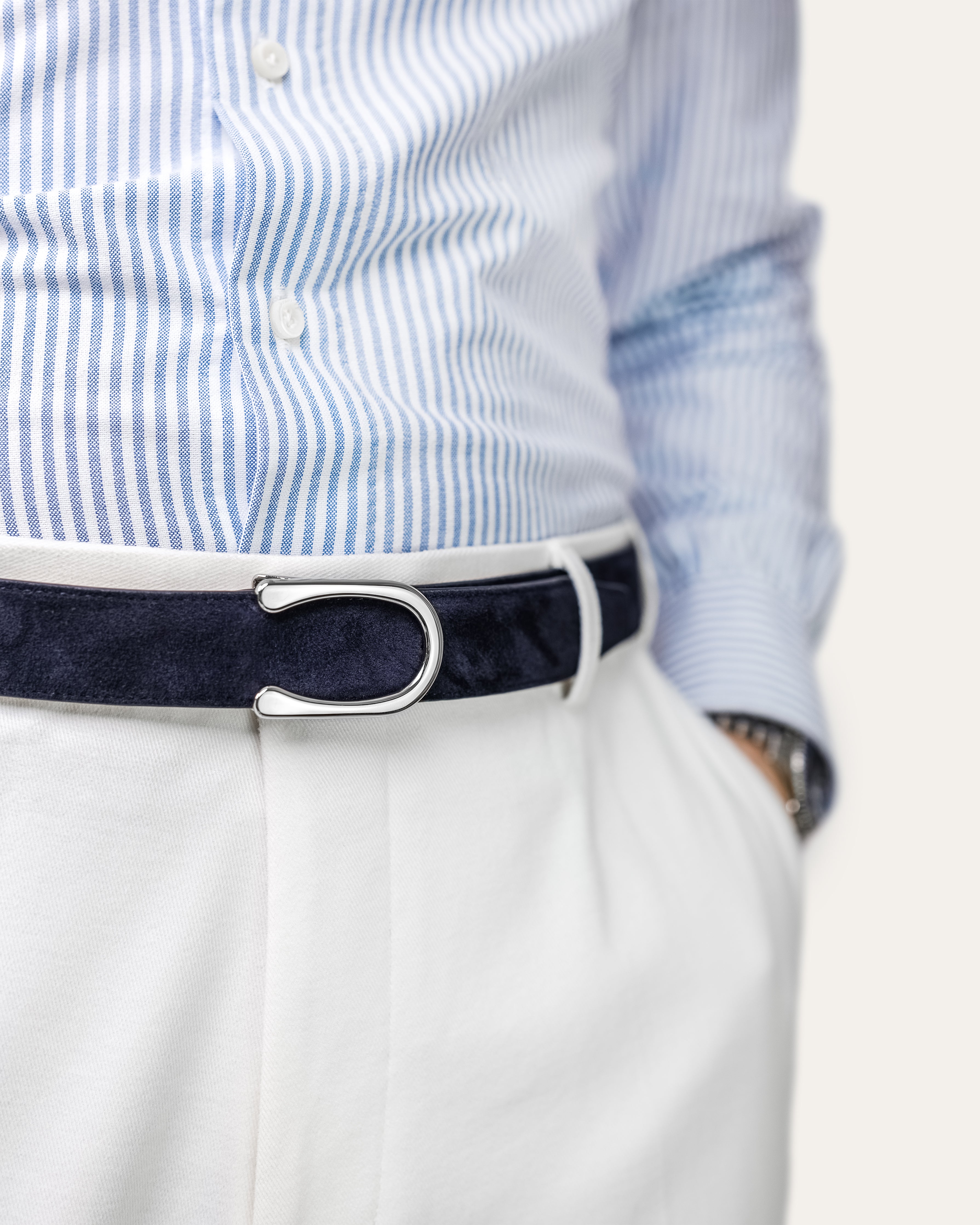 Goldfels Signature Belt | Model 2 Palladium Portofino Blue Suede Goldfels Signature Belt | Model 2 Palladium Portofino Blue Suede