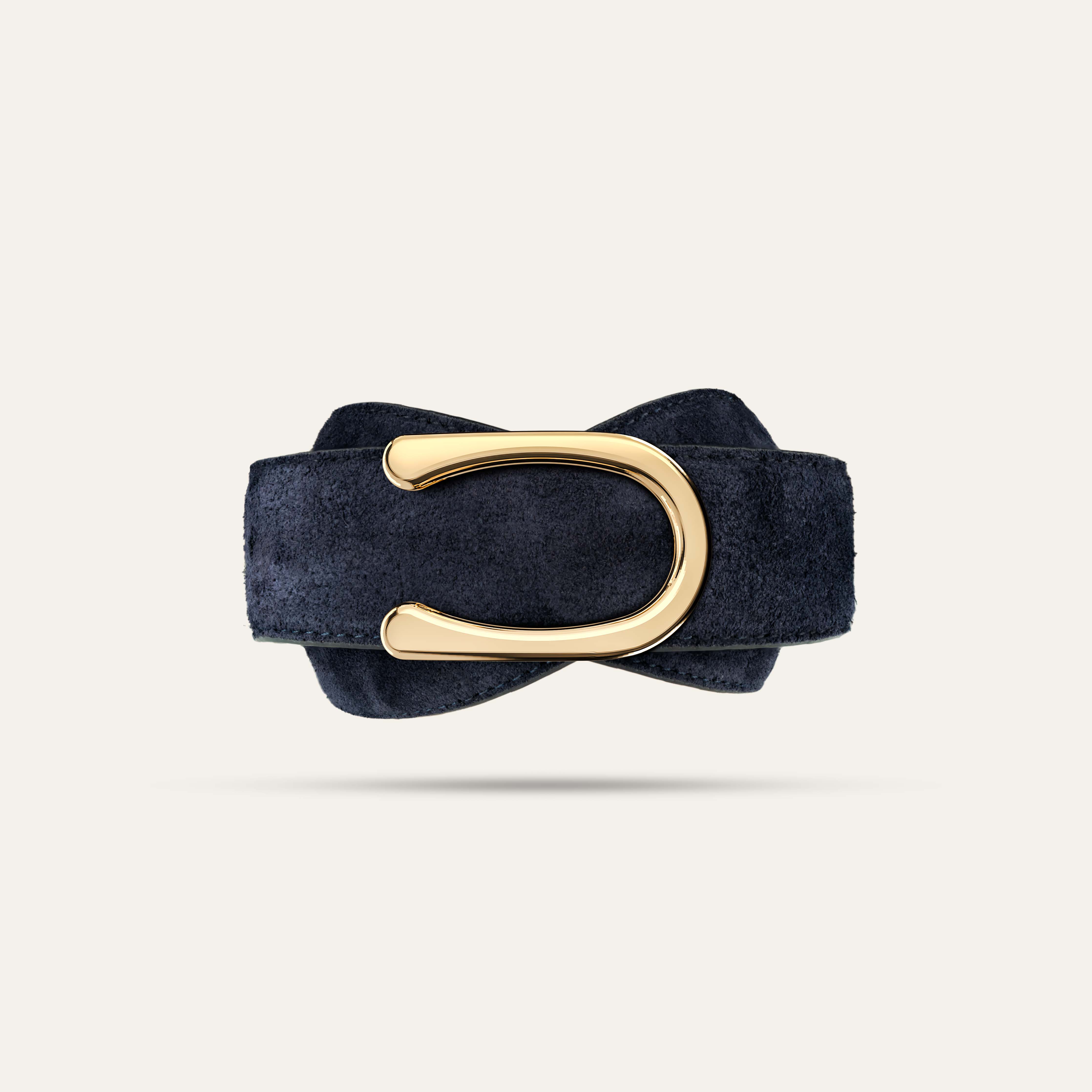 Model II Gold  —  Suede Portofino Blue
