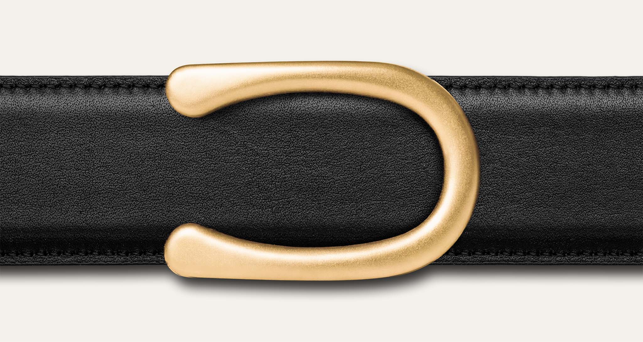 Goldfels Signature Belt | Model 2 Gold – Jet Black Calfskin
